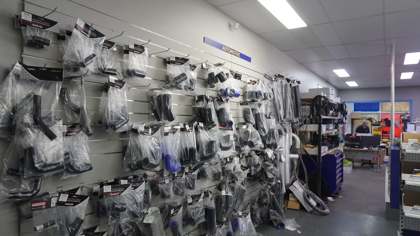 Inside the Pirtek Townsville store — hydraulic hose and fittings in stock